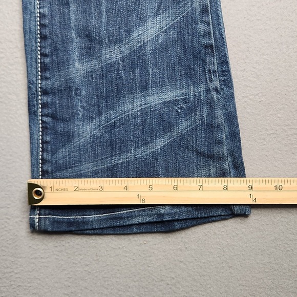 Wrangler Jeans Womens 1/2 x 34 Blue Bootcut Low Rise Rock 47 Fleur De Lis 28x30 - Picture 8 of 11
